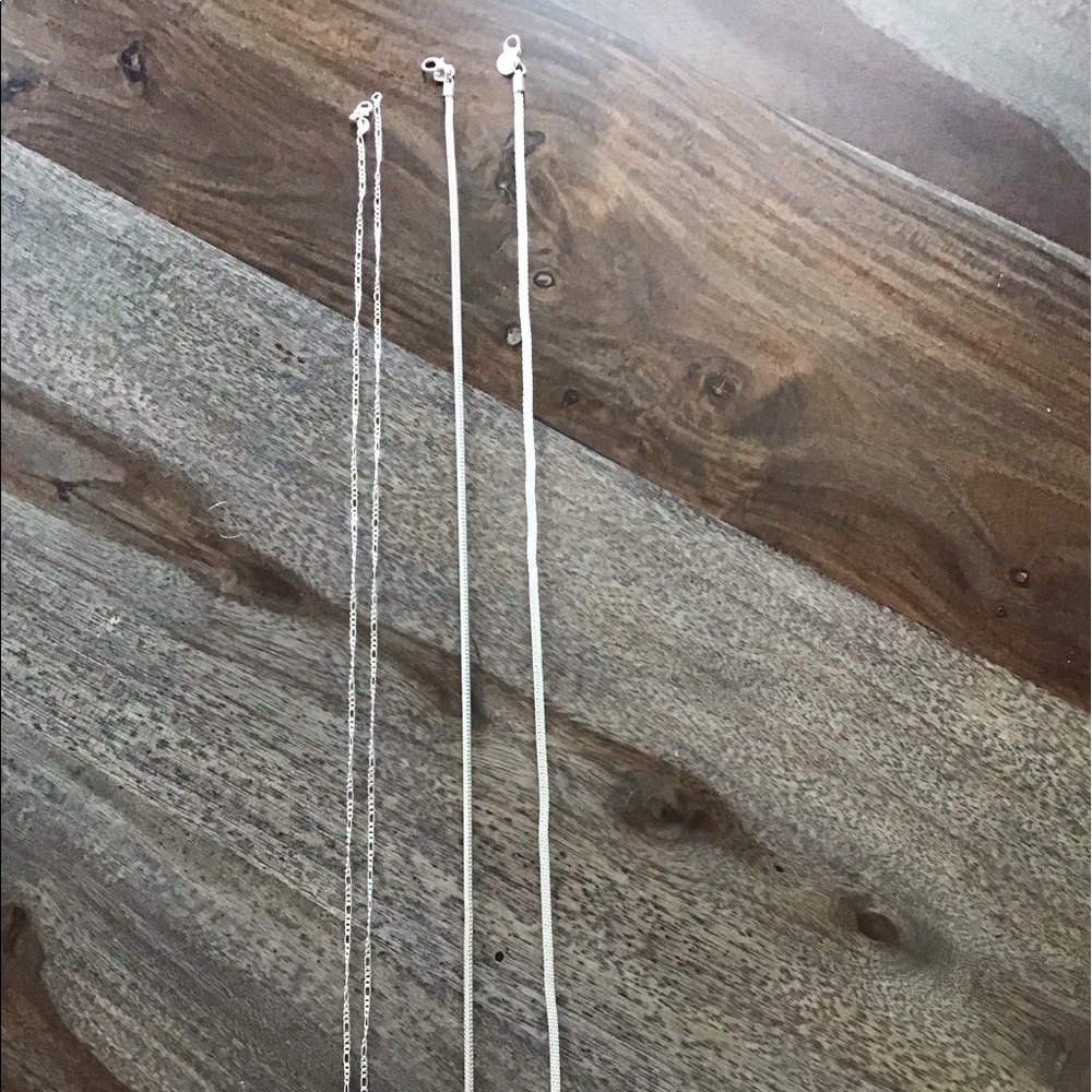 “3” Silver Chains variety of lengths. Stamped 925